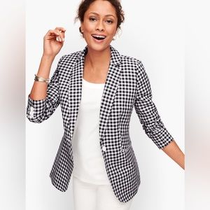 Talbots Petite Classic Linen Blazer in Spring Gingham